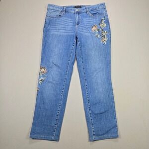 R JEANS Womens Size 29 Embroidered‎ Floral Bootcut Denim Jeans Blue